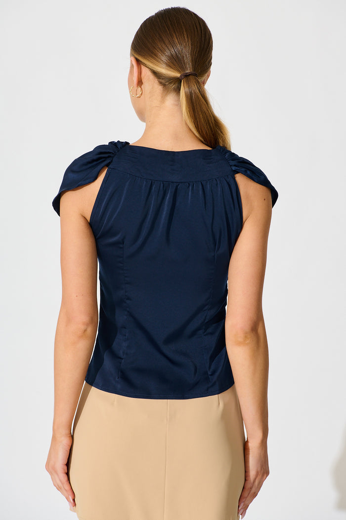Haven Top in Navy Satin back