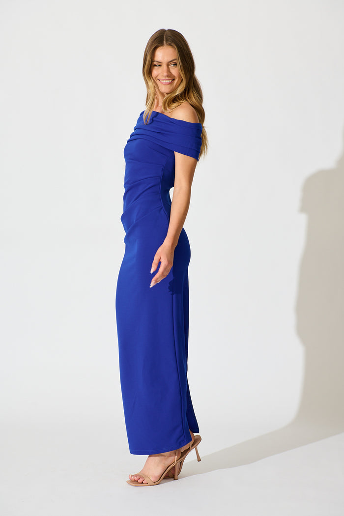 Mazari One Shoulder Maxi Dress in Cobalt Blue side