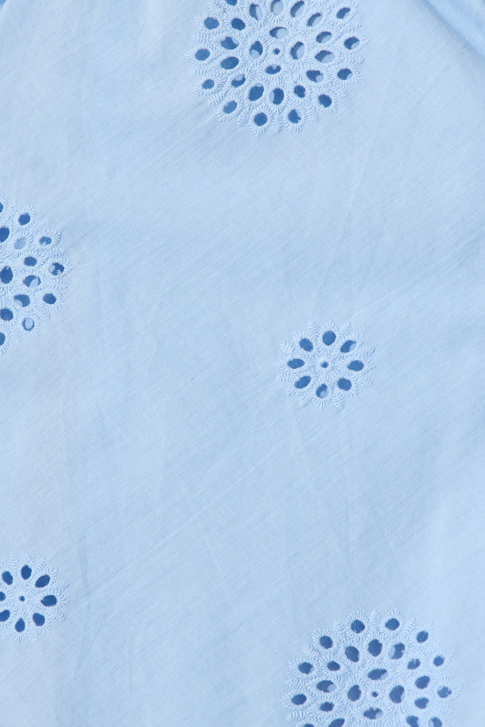 Harlie Shirt Dress in Blue Broderie Cotton fabric