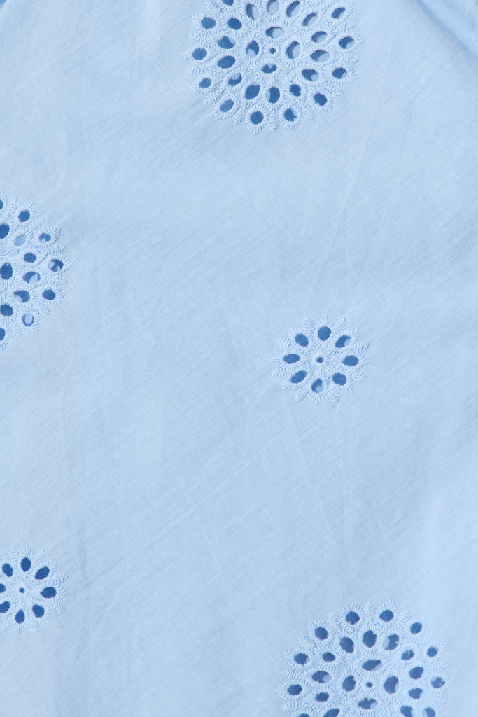 Harlie Shirt Dress in Blue Broderie Cotton fabric