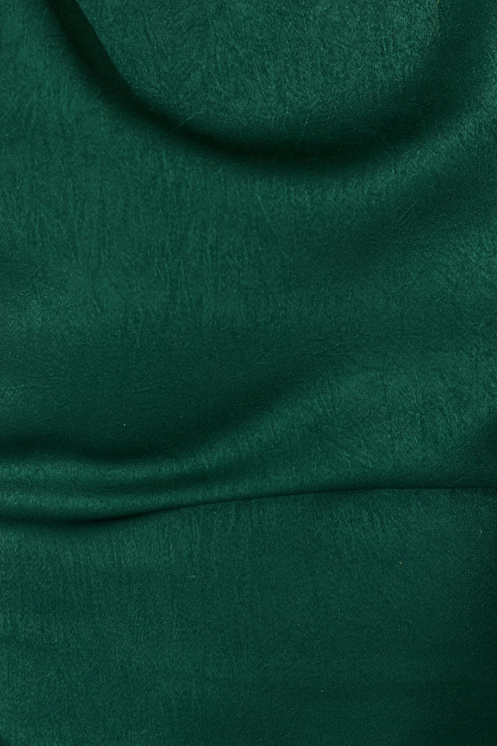 Ensley Maxi Dress in Emerald Satin fabric
