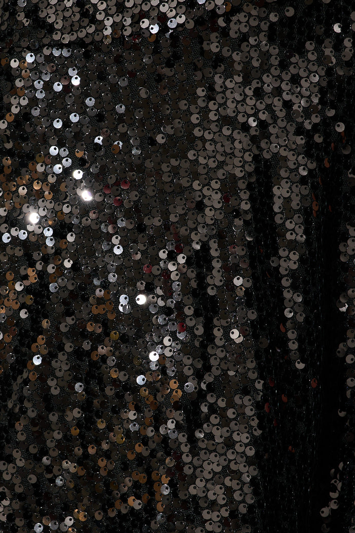 Glamour Wrap Dress in Black Sequin fabric