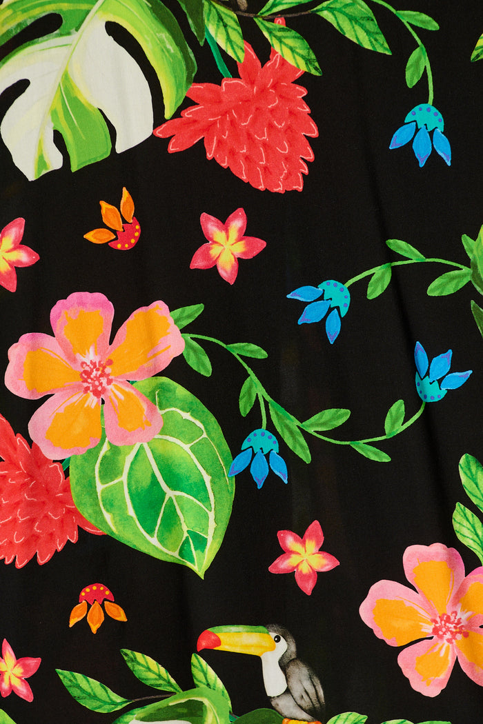 Alizee Maxi Sundress in Multi Parrot Print fabric