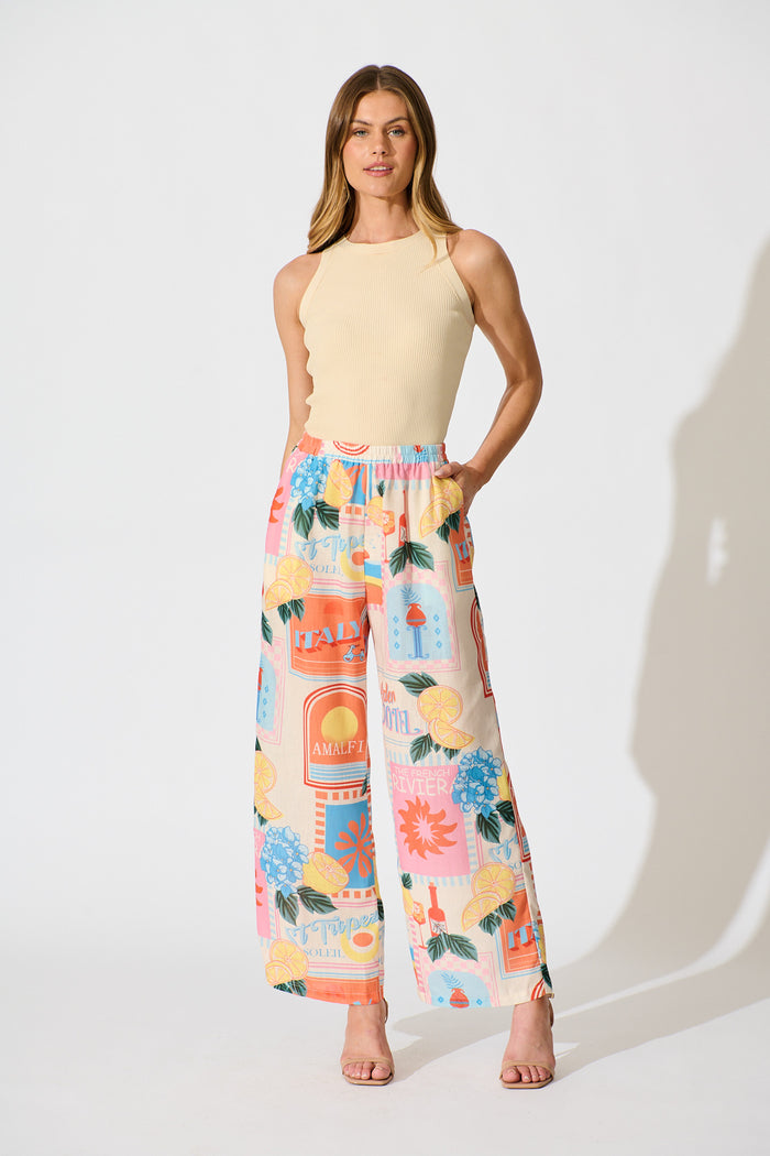 Tindra Pant in Multi Patchwork Lemon Print full length