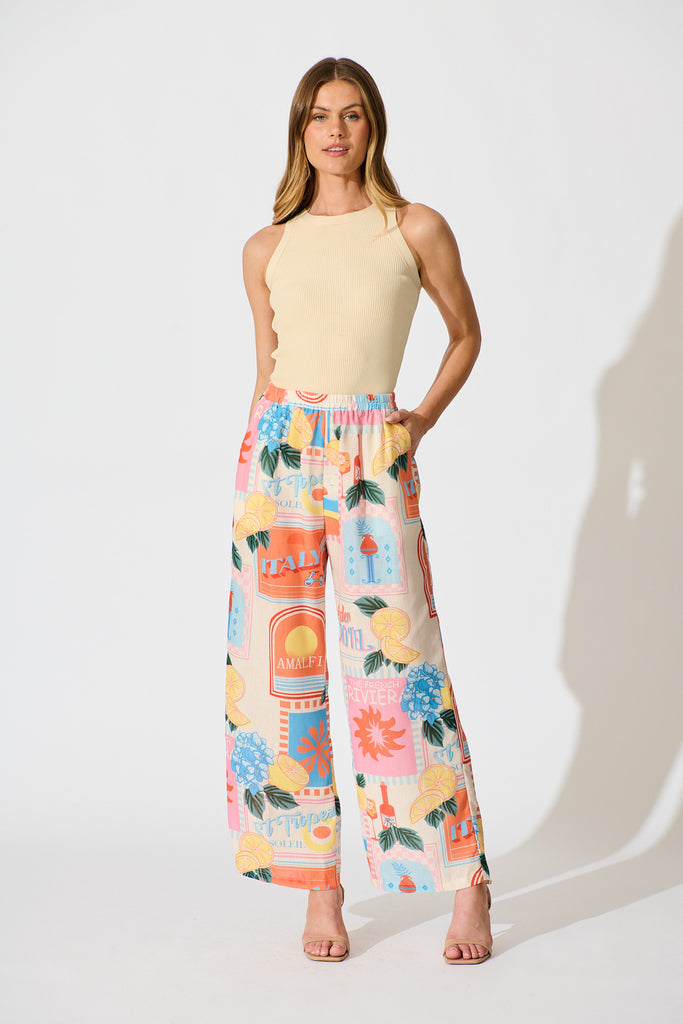 Tindra Pant in Multi Patchwork Lemon Print full length