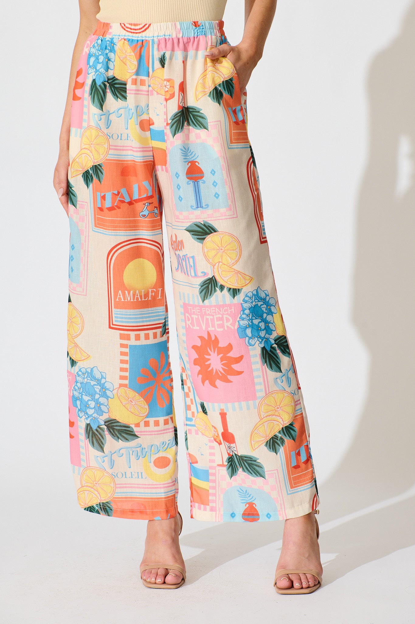 Tindra Pant in Multi Patchwork Lemon Print front