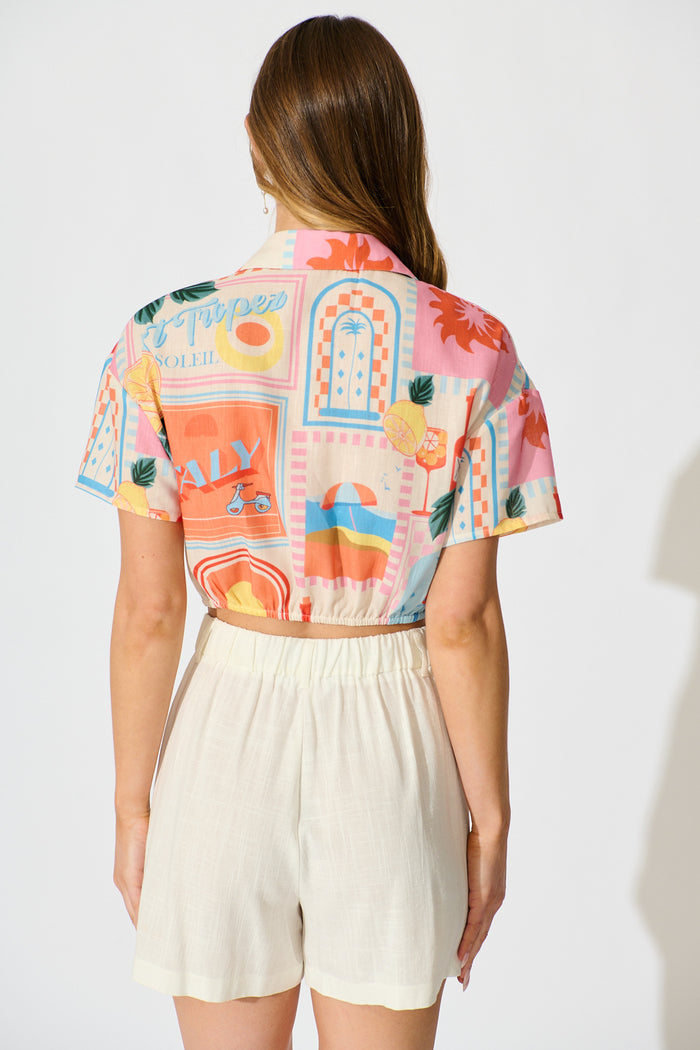 Iridessa Shirt in Multi Patchwork Lemon Print back