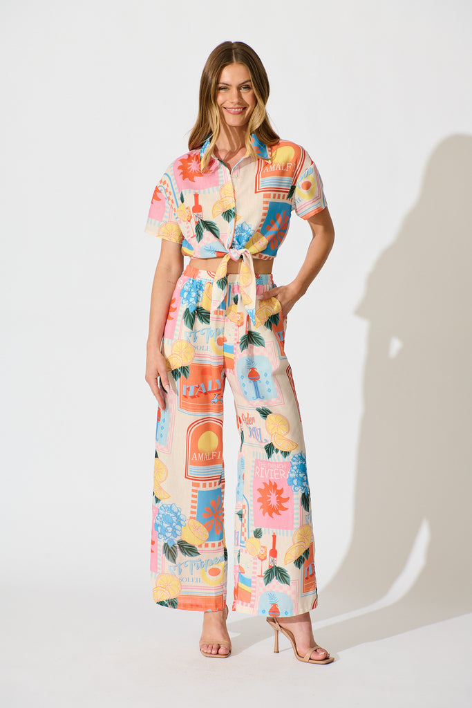 Iridessa Shirt in Multi Patchwork Lemon Print full length set