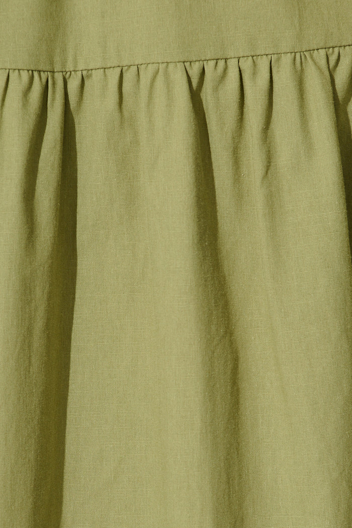 Cobana Midi Dress in Sage Cotton Linen fabric