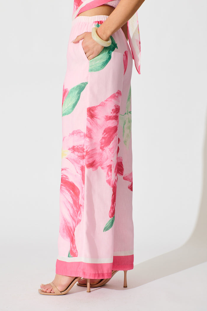 Isolde Pant in Pink Floral side