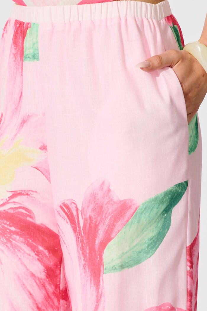 Isolde Pant in Pink Floral detail