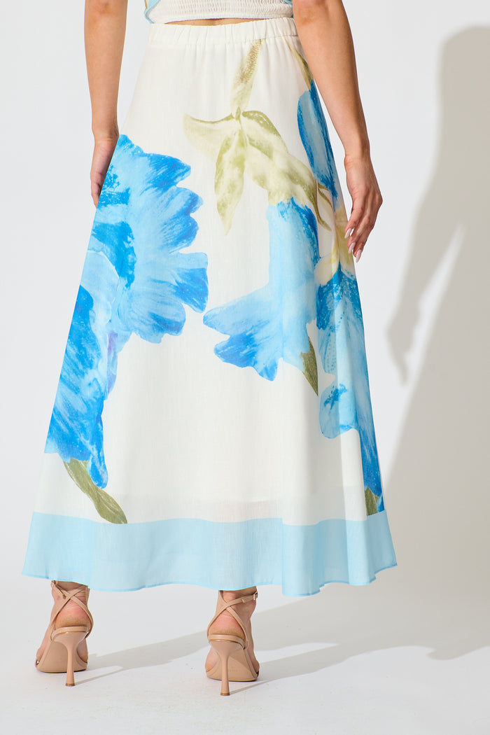 Mireya Maxi Skirt in Blue Floral back