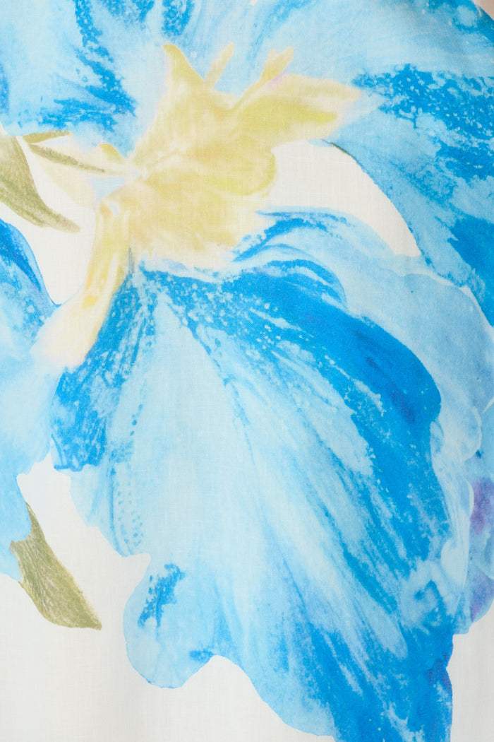 Mireya Maxi Skirt in Blue Floral fabric