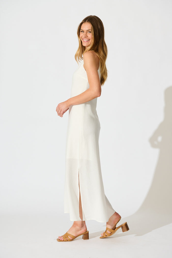 Mylah Maxi Dress in White Linen Blend side