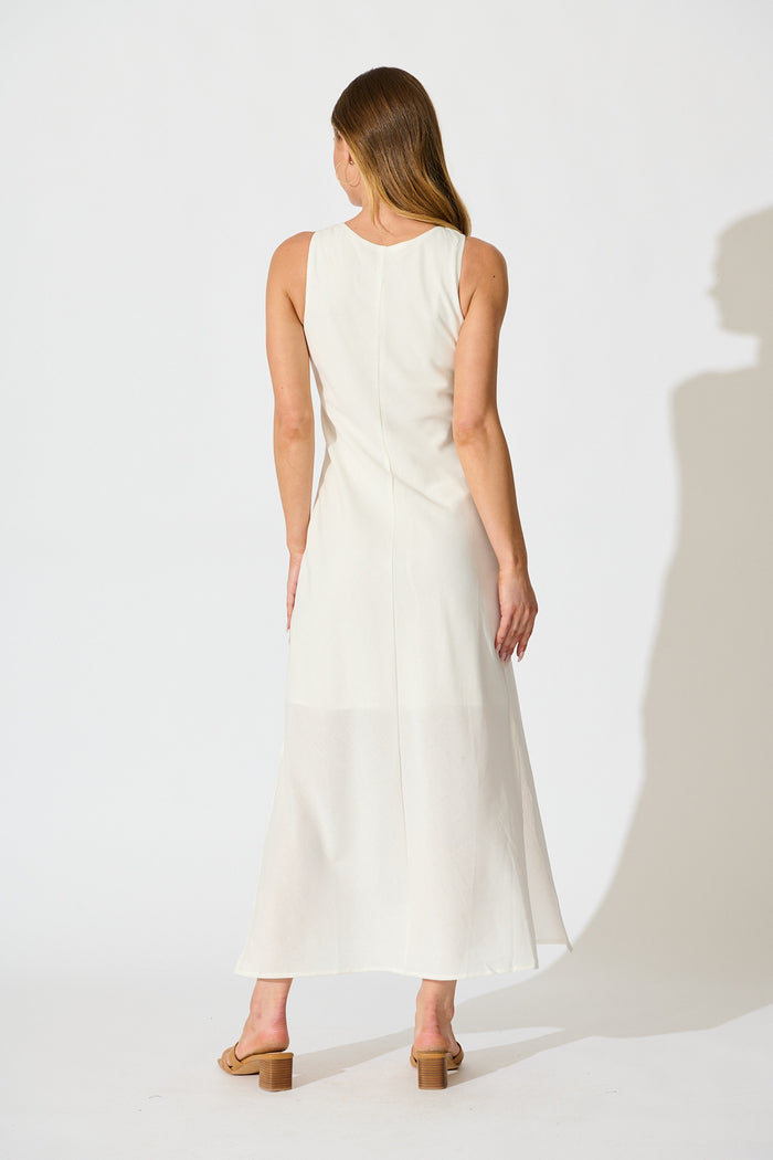 Mylah Maxi Dress in White Linen Blend back