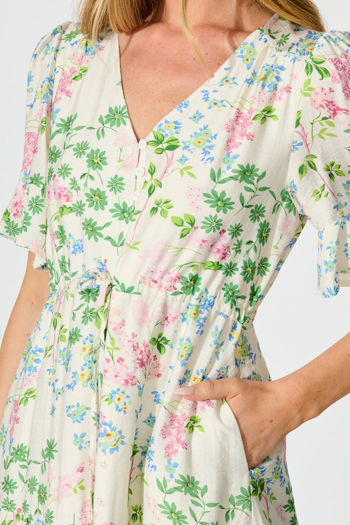 Alenya Dress in Multi Floral detail