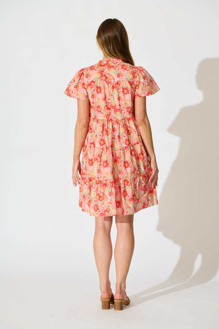 Saldana Smock Dress in Bright Multi Floral Cotton back