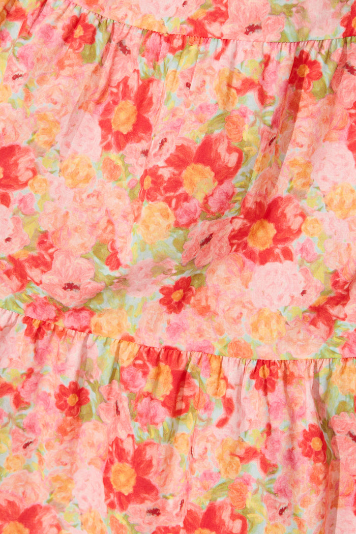 Saldana Smock Dress in Bright Multi Floral Cotton fabric