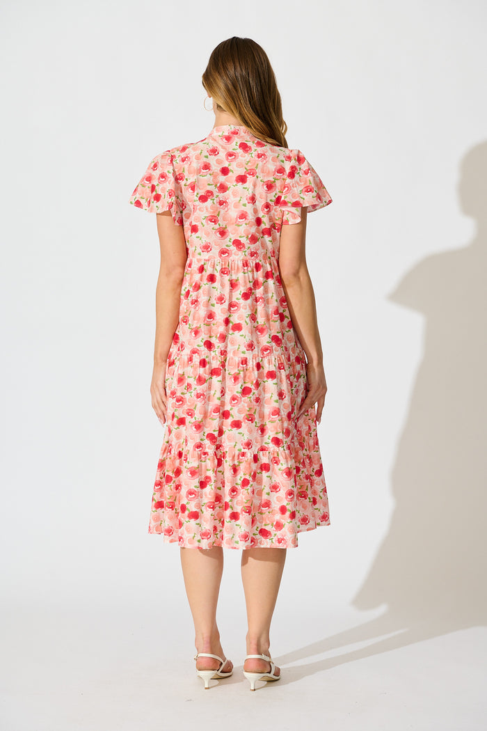 Darya Midi Smock Dress in Bright Multi Floral Cotton back