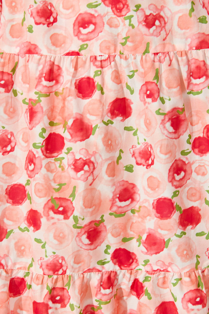 Darya Midi Smock Dress in Bright Multi Floral Cotton fabric