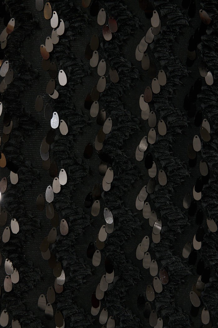 After Hours Dress in Black Sequin fabric