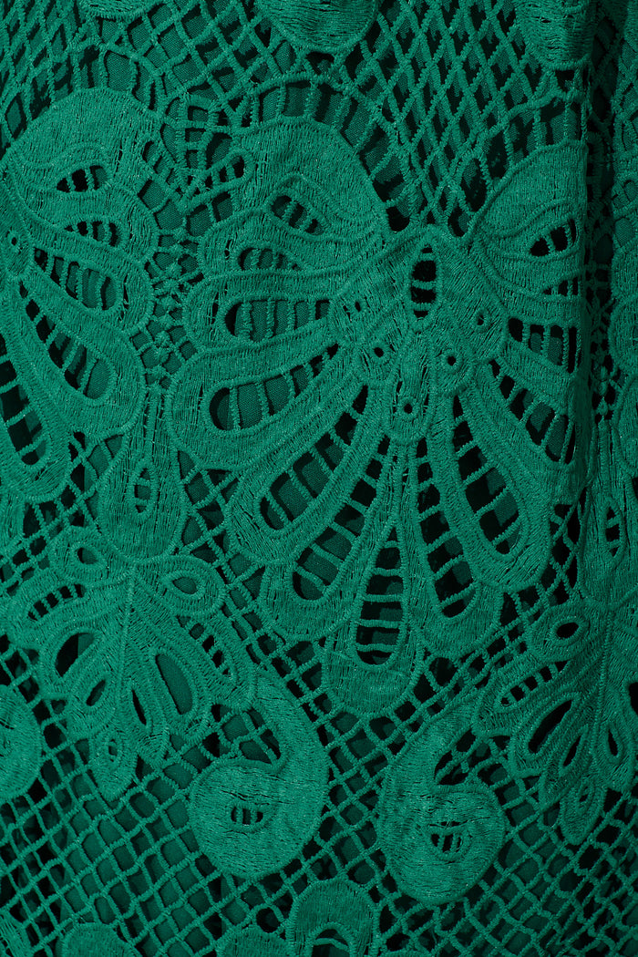 Serene Melody Lace Maxi Dress In Emerald fabric
