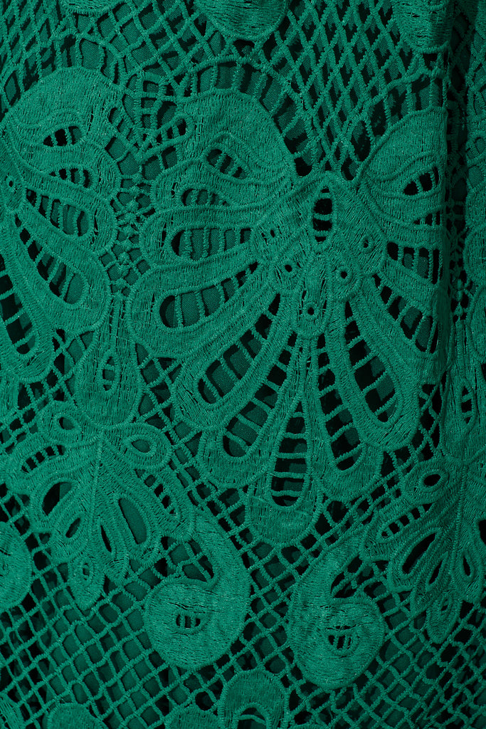 Serene Melody Lace Maxi Dress In Emerald fabric
