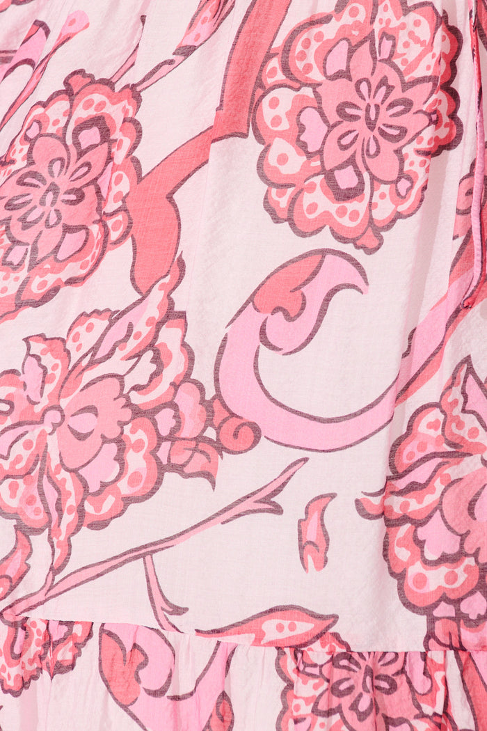 Halona Midi Dress in Pink with Paisley Print fabric