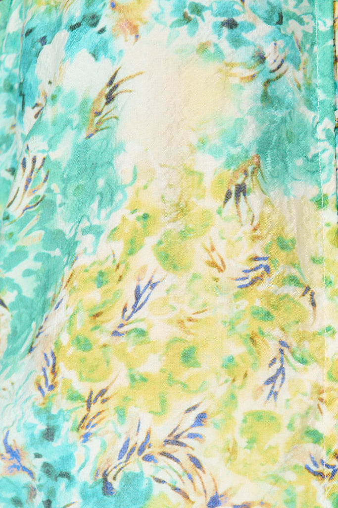 Lombard Top in Blue and Green Floral fabric