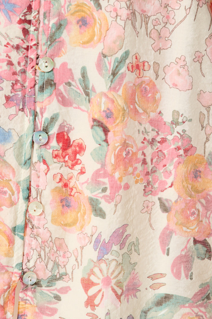 Lombard Top in Red and Multi Floral fabric