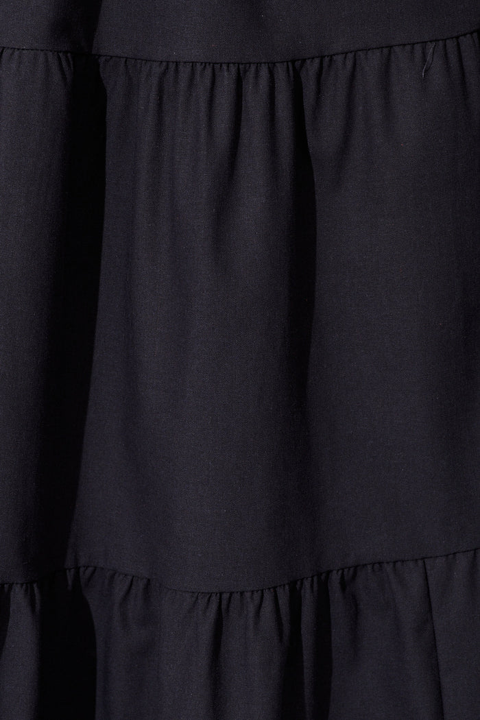 Ailsa Maxi Dress in Navy Cotton Linen Blend fabric