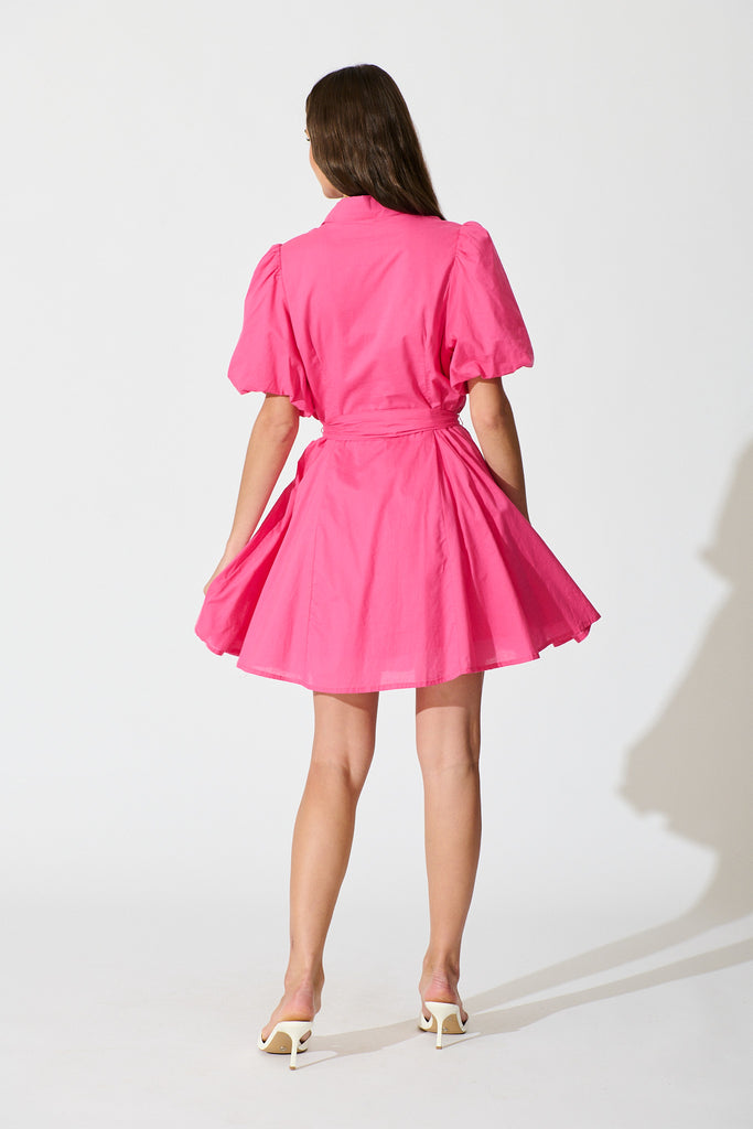 Ocea Shirt Dress In Hot Pink back