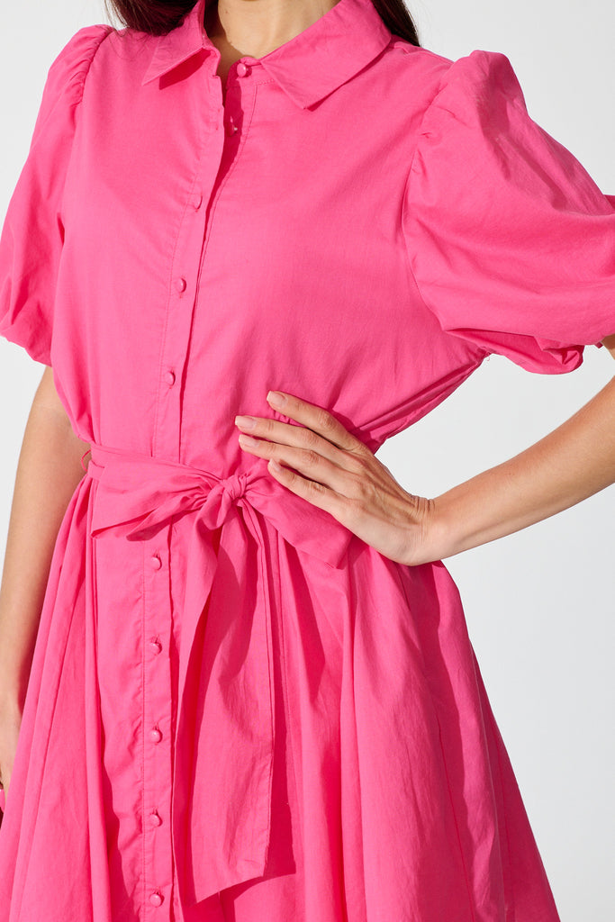 Ocea Shirt Dress In Hot Pink detail