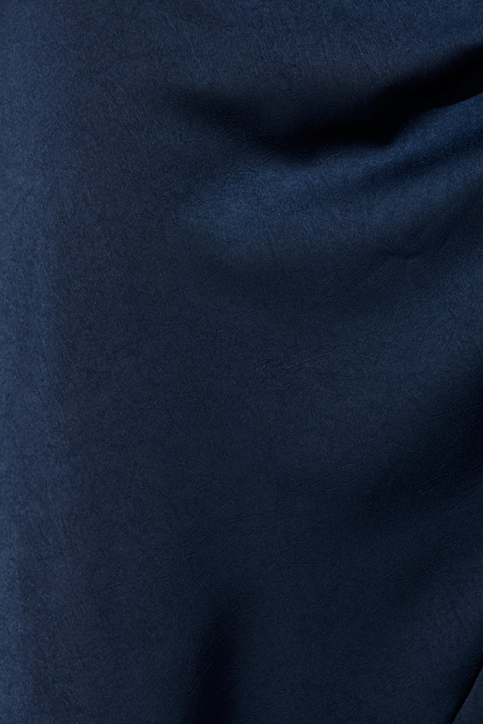 Ensley Maxi Dress in Navy Satin fabric