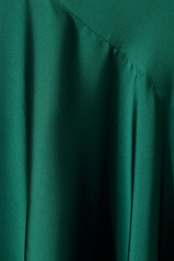 Sunset Serenade Maxi Dress in Emerald Satin fabric