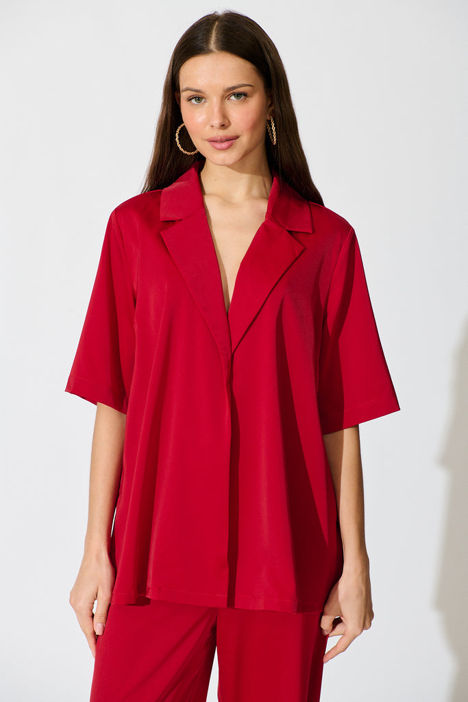 Trena Shirt in Red Satin front