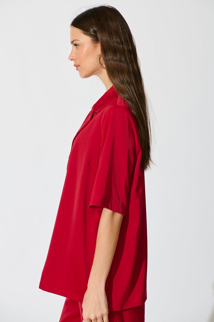 Trena Shirt in Red Satin side