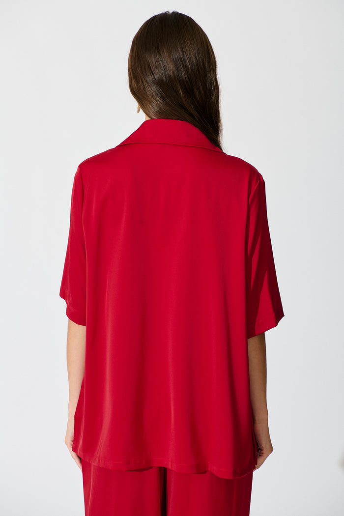 Trena Shirt in Red Satin back