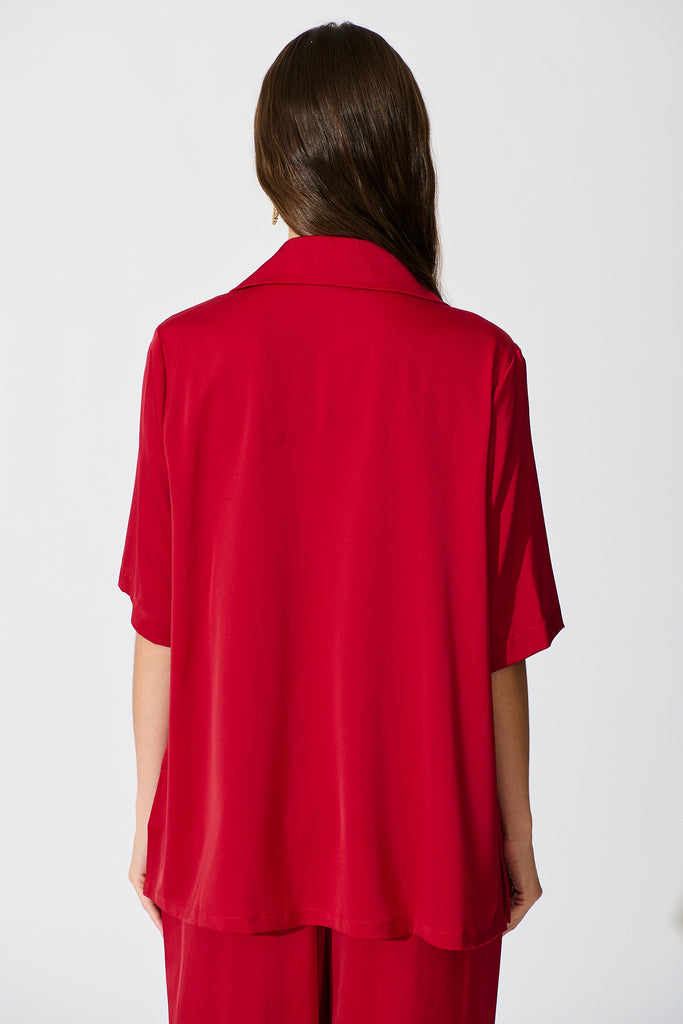 Trena Shirt in Red Satin back
