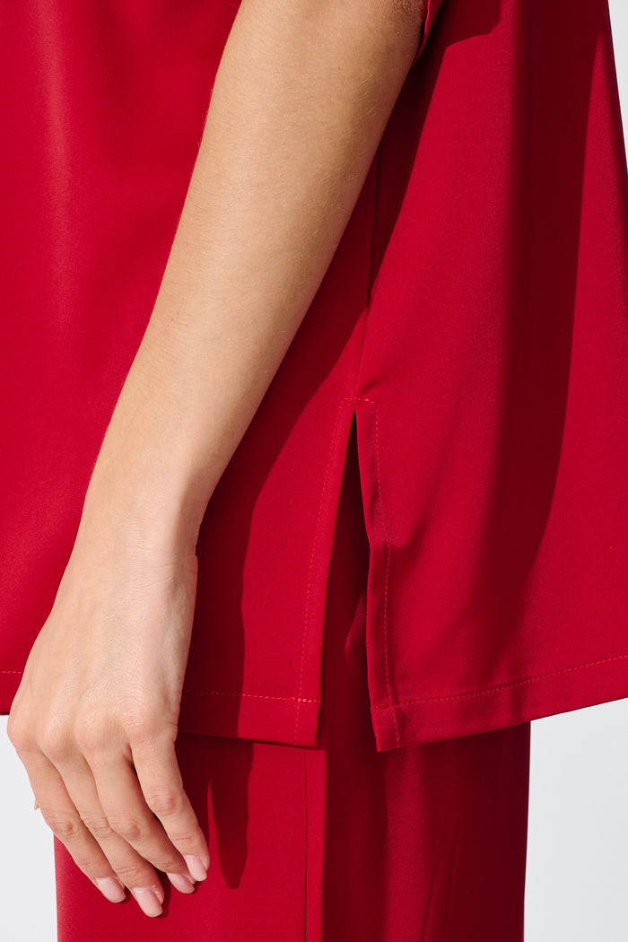 Trena Shirt in Red Satin detail