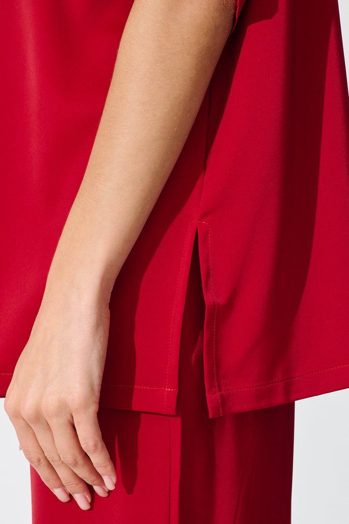 Trena Shirt in Red Satin detail