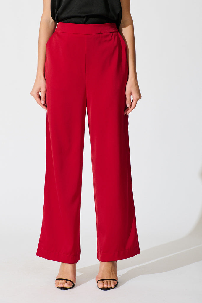 Aubree Pant in Red Satin front