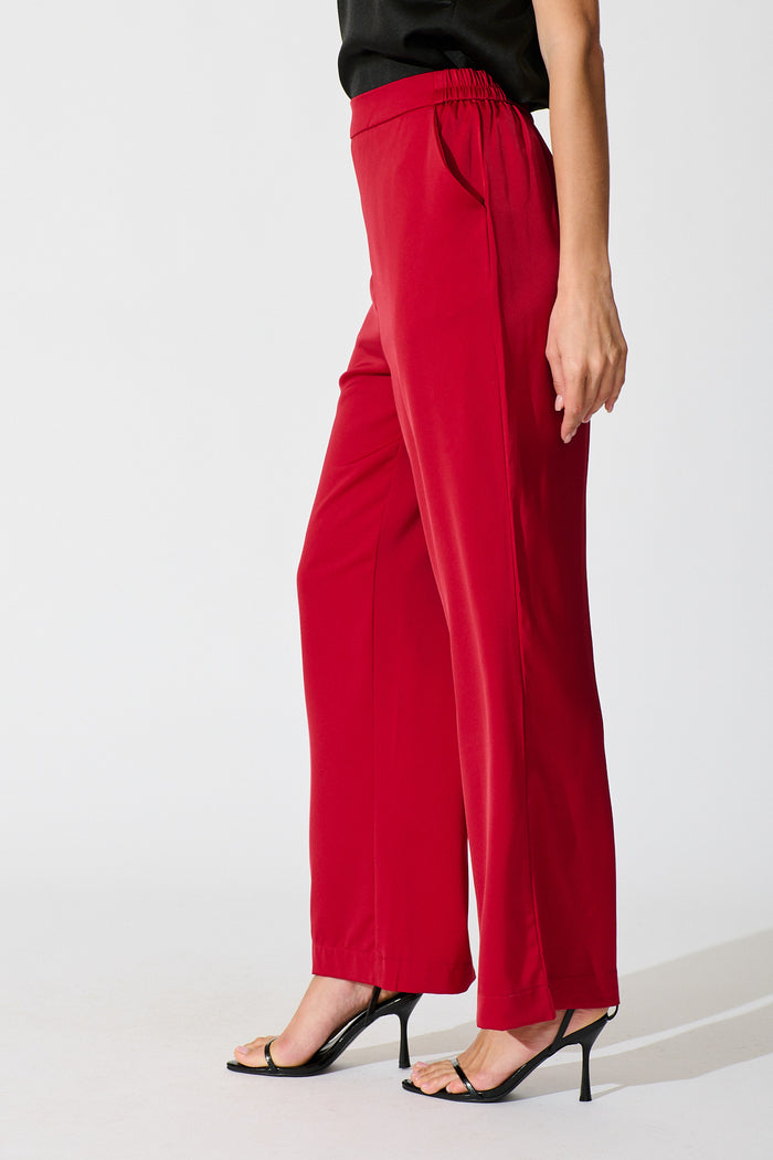 Aubree Pant in Red Satin side