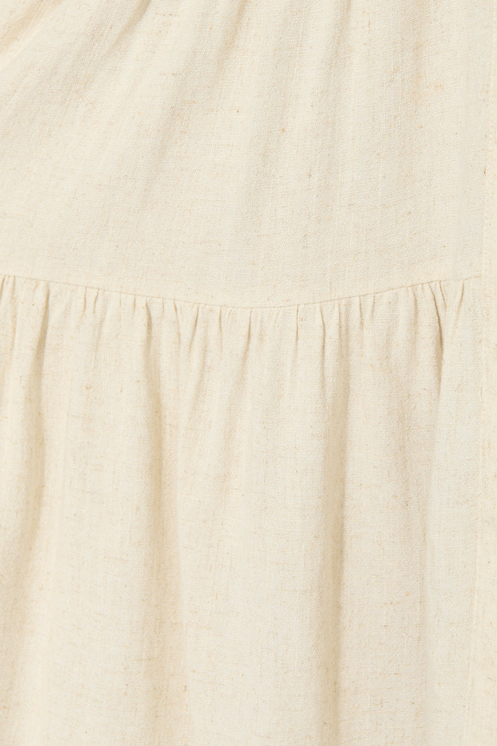 Damela Smock Dress in Oatmeal Linen fabric