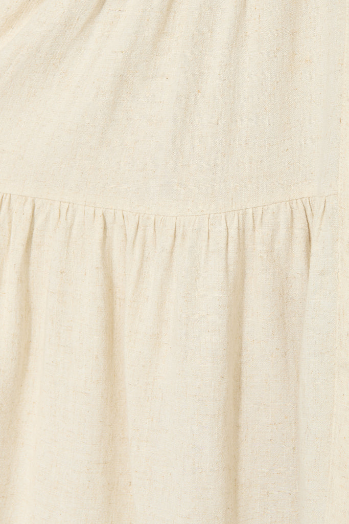Damela Smock Dress in Oatmeal Linen fabric