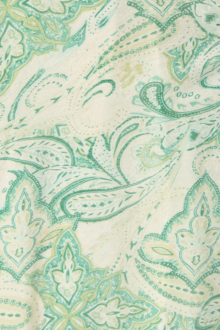 Halona Midi Dress in Green with Paisley Print fabric