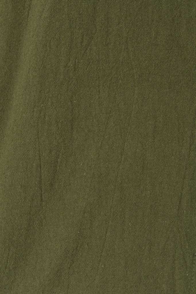 Lombard Top in Khaki Cotton Linen fabric