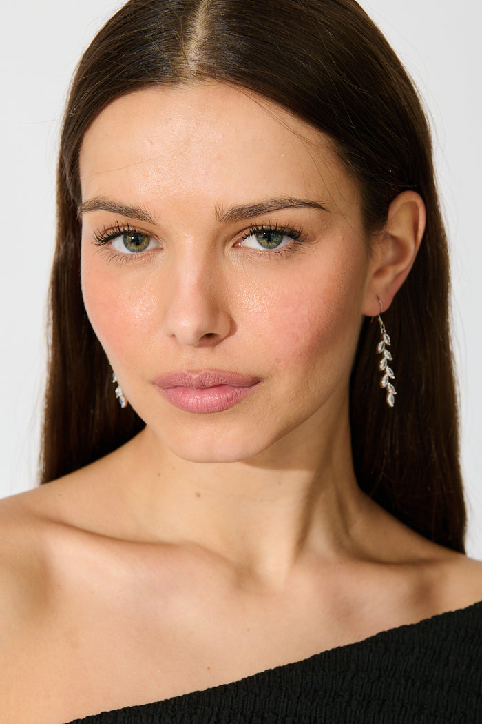 Mikayla Earrings in Silver on model front