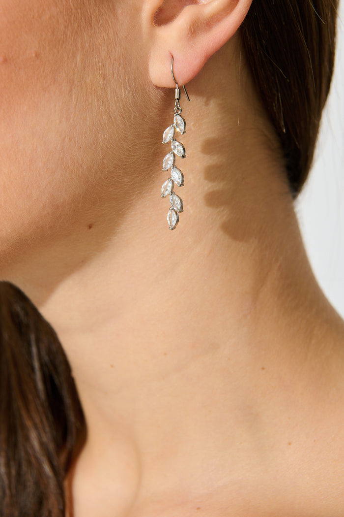 Mikayla Earrings in Silver on model close up