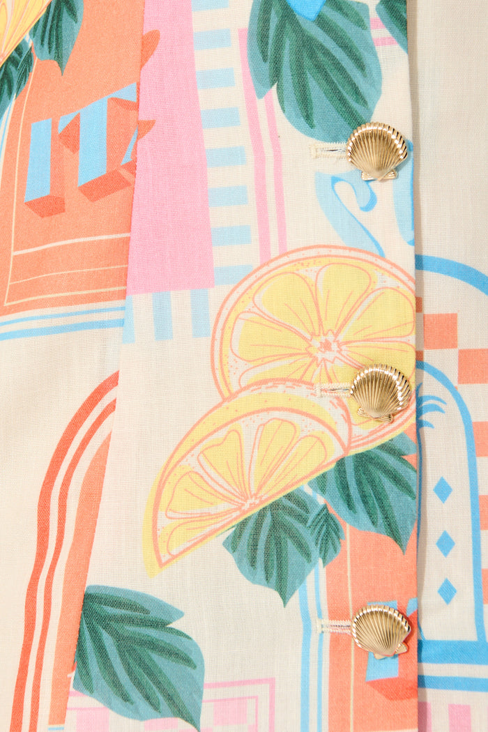 Avelina Dress in Multi Patchwork Lemon Print fabric